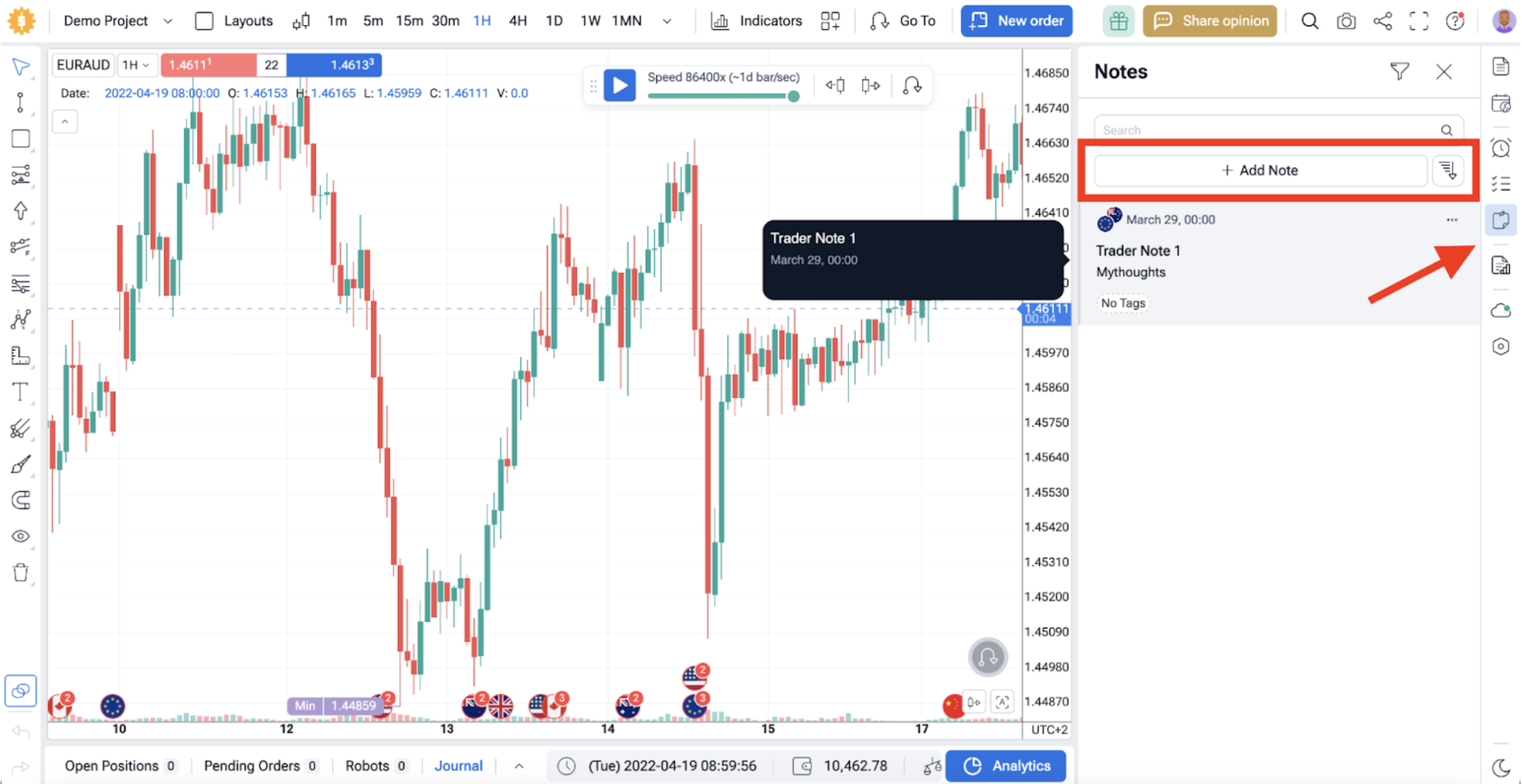 How to Journal Trades: Comprehensive Guide 8 add note fto