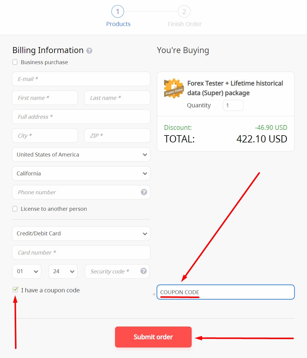 Código de descuento (cupón) de Forex Tester del sitio web oficial 1 Screenshot 1